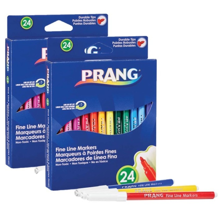 Prang® Classic Art Markers, Fine Line, 24 Colors Per Pack, 2 Packs
