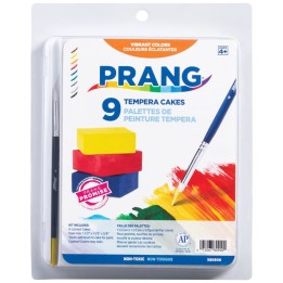 Prang® Gallery™ Tempera Cake Set, 9 Colors with Brush