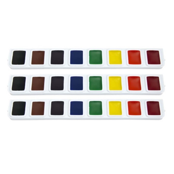 Prang® Half Pan Watercolor Refill Tray, 8 Colors, 3 Per Box, 3 Boxes