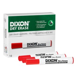 Dixon® Dry Erase Markers Wedge Tip, Red, Pack of 12