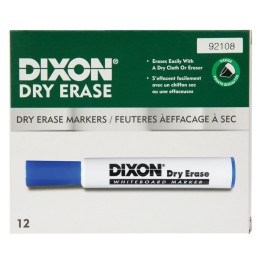 Dixon® Dry Erase Markers Wedge Tip, Blue, Pack of 12