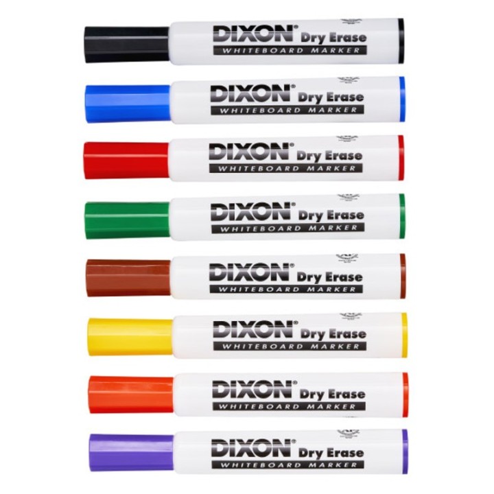 Dixon® Dry Erase Markers Wedge Tip, 8 Color Set