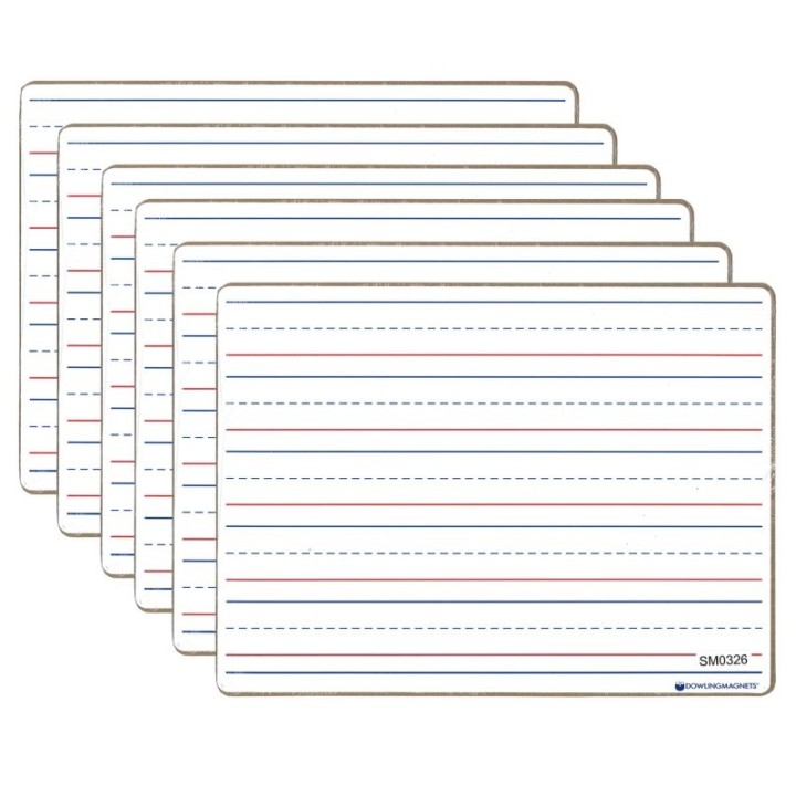 Dowling Magnets® Double-sided Magnetic Dry-Erase Board, Line-Ruled/Blank, Pack of 6