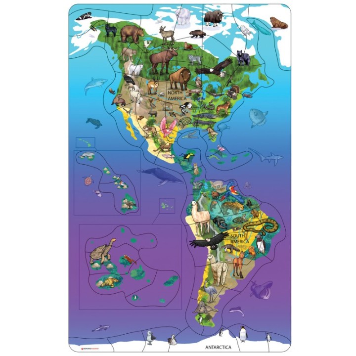 Dowling Magnets® Animal Magnetism® Magnetic Wildlife Map Puzzle: North & South America