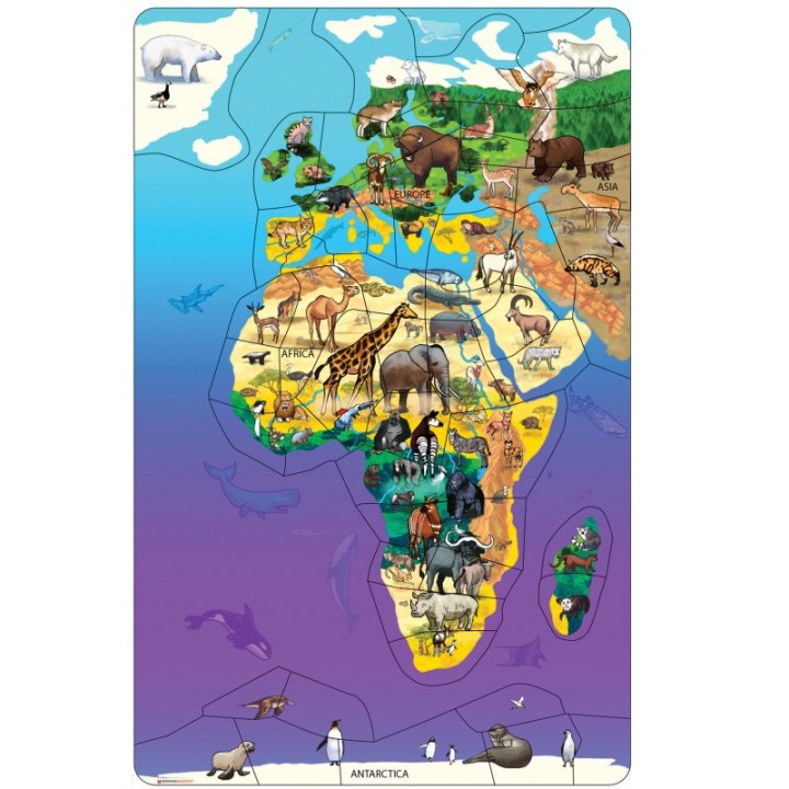 Dowling Magnets® Animal Magnetism® Magnetic Wildlife Map Puzzle: Eurasia & Africa