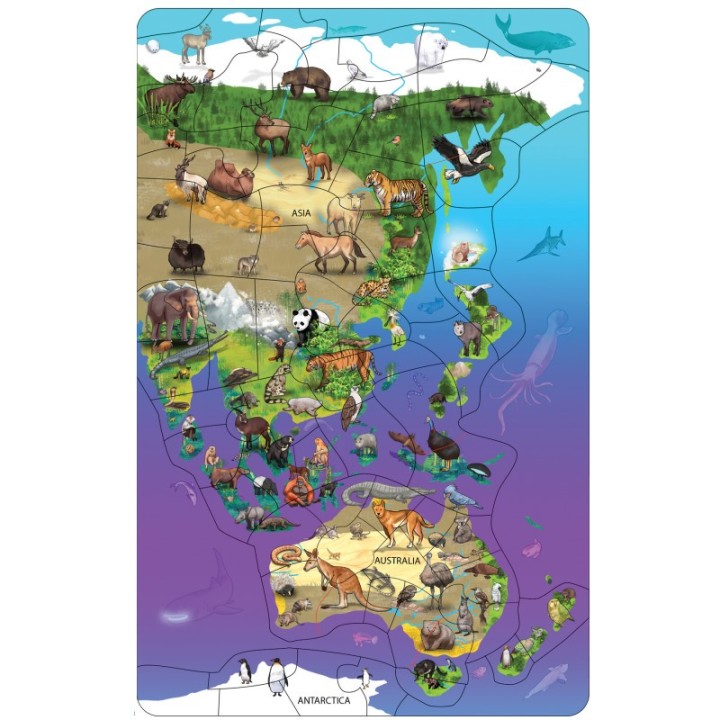 Dowling Magnets® Animal Magnetism® Magnetic Wildlife Map Puzzle: Asia & Australia