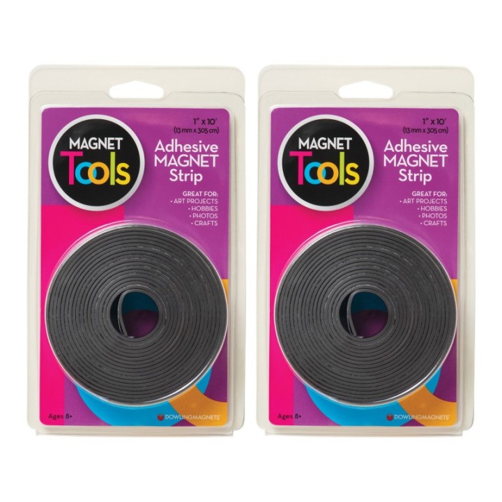 Dowling Magnets® Adhesive Magnet Strip, 1" x 10' Roll, Pack of 2