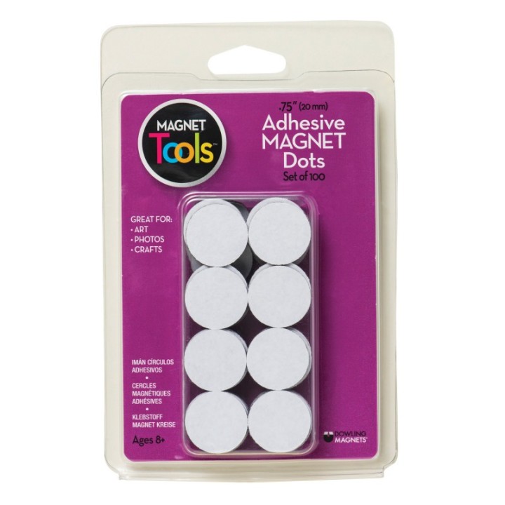 Dowling Magnets® Adhesive Magnet Dots, 3/4" Diameter, Pack of 100