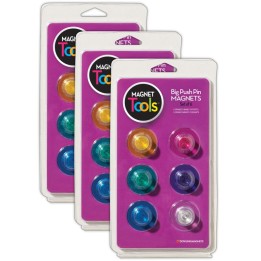 Dowling Magnets® Magnet Tools Big Push Pin Magnets, 6 Per Pack, 3 Packs