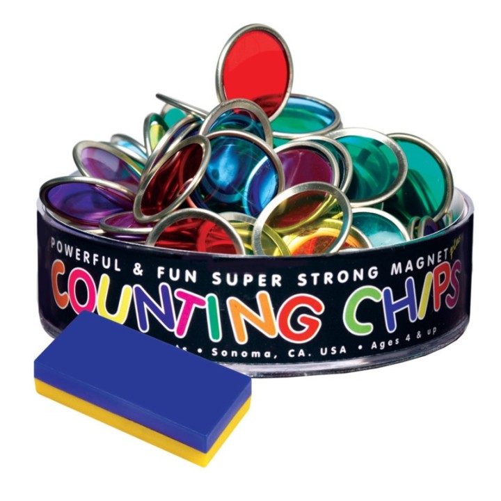 Dowling Magnets® Block Magnet with 75 Counting Chips