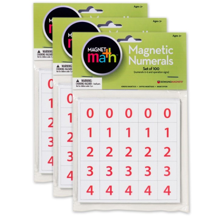 Dowling Magnets® Magnet Numerals Set, 100 Per Set, 3 Sets