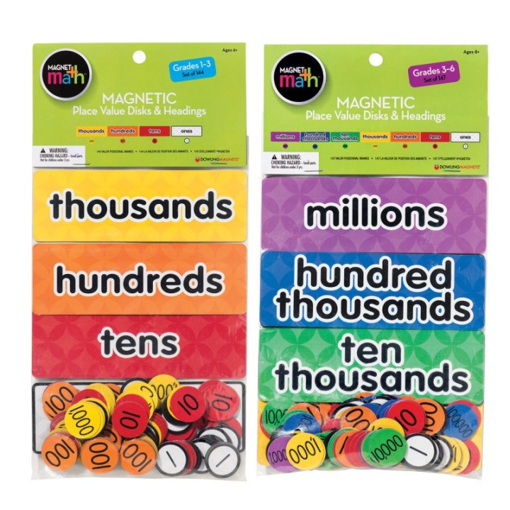 Dowling Magnets® Magnetic Place Value Disks & Headings Bundle