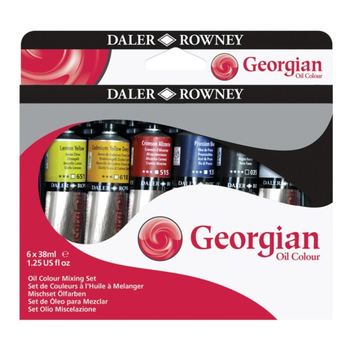 Daler-Rowney Georgian Oil Paint Mixing Set, Assorted Colors, 38ml, 6 Pieces