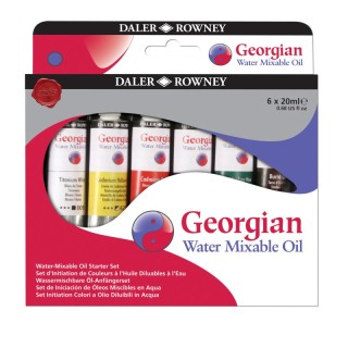 Daler-Rowney Georgian Water-Mixable Oil Paint Starter Set, Assorted Colors, 20ml, 6 Pieces