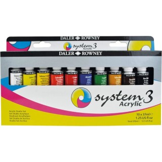 Daler-Rowney System3 Acrylic Paint Studio Set, Assorted Colors, 37ml, 10 Pieces