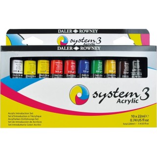 Daler-Rowney System3 Acrylic Paint Set, Assorted Colors, 22ml, 10 Pieces