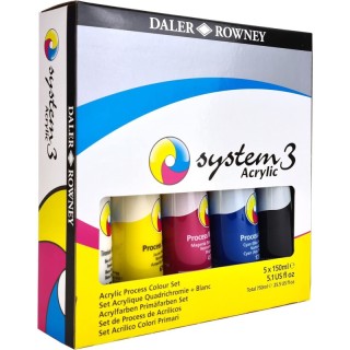 Daler-Rowney System3 Acrylic Paint Jumbo Process Set, Assorted Colors, 150ml, 5 Pieces