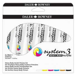 Daler-Rowney System3 Acrylic Paint, Heavy Body, Starter Set, Assorted Colors, 59ml, 6 Pieces