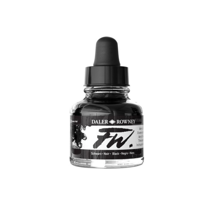 Daler-Rowney FW Acrylic Ink, Black, 29.5ml, 1 Count