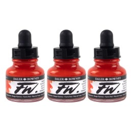 Daler-Rowney FW Acrylic Ink, Flame Red, 29.5ml, Pack of 3
