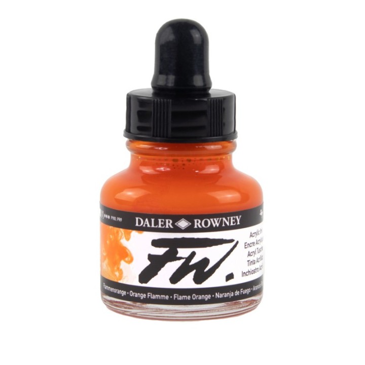 Daler-Rowney FW Acrylic Ink, Flame Orange, 29.5ml, 1 Count