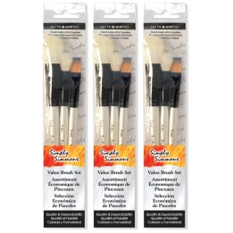 Daler-Rowney Simply Simmons Mop Brush Set, 3 Pieces Per Set, 3 Sets