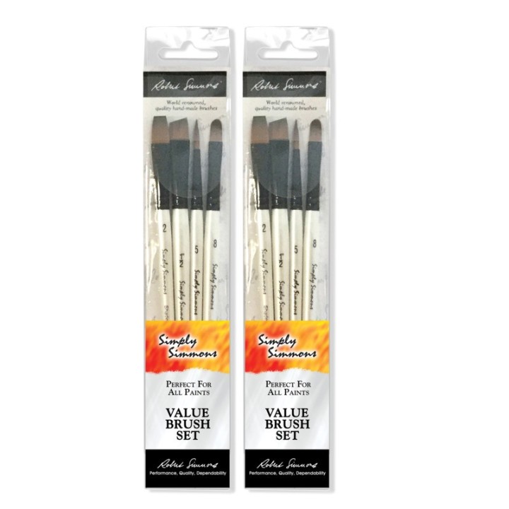 Daler-Rowney Simply Simmons Work Horse Brush Set, 4 Pieces Per Set, 2 Sets