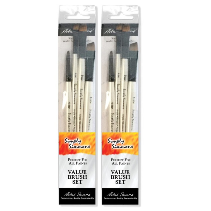 Daler-Rowney Simply Simmons All The Angles Brush Set, 4 Pieces Per Set, 2 Sets