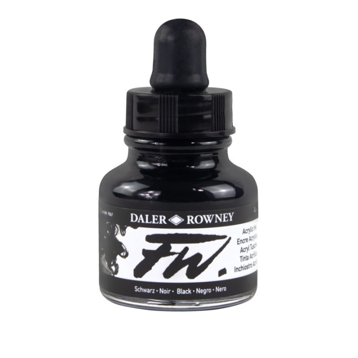 Daler-Rowney FW Acrylic Ink Pearlescent, Black, 29.5ml, 1 Count