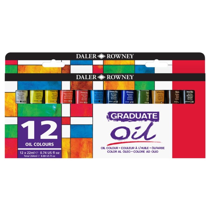 Daler-Rowney Graduate Oil Paint Set, Assorted Colors, 22ml, 12 Pieces