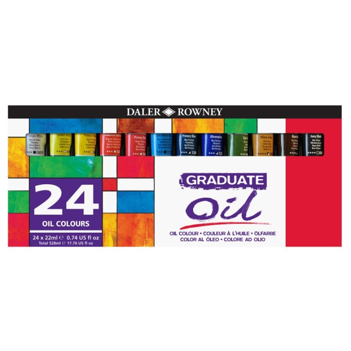Daler-Rowney Graduate Oil Paint Set, Assorted Colors, 22ml, 24 Pieces