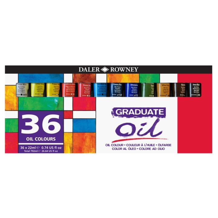 Daler-Rowney Graduate Oil Paint Set, Assorted Colors, 22ml, 36 Pieces