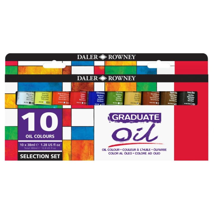 Daler-Rowney Graduate Oil Paint Selection Set, Assorted Colors, 38ml, 10 Pieces
