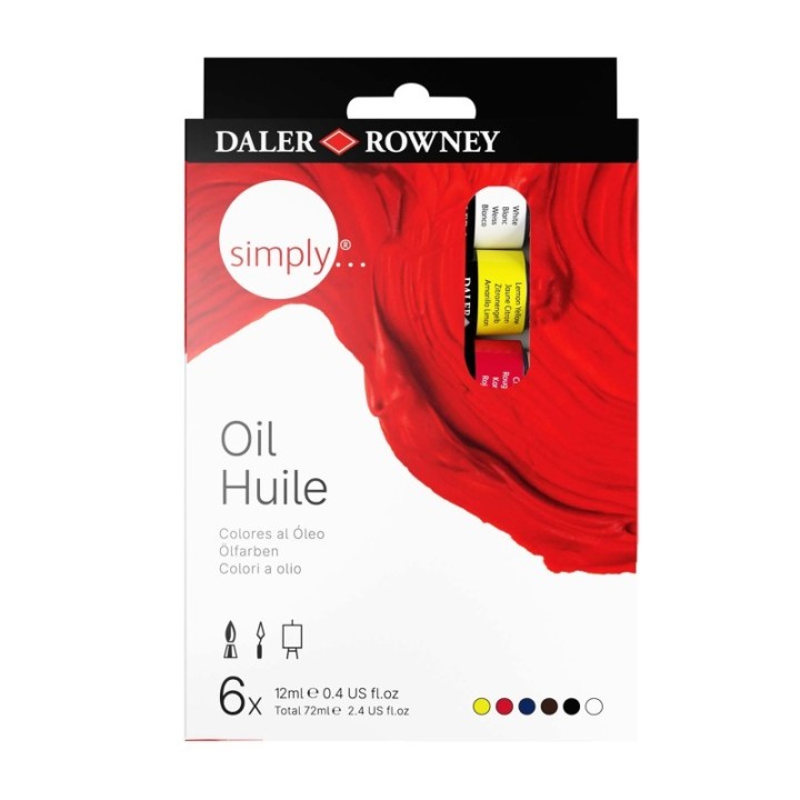 Daler-Rowney Simply... Oil Paint Set, Assorted Colors, 12ml, 6 Pieces