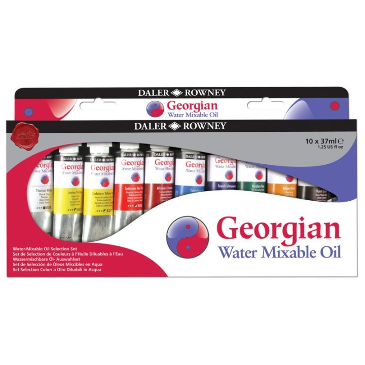Daler-Rowney Georgian Water Mixable Oil Paint, Selection Set, Assorted Colors, 37ml, 10 Pieces