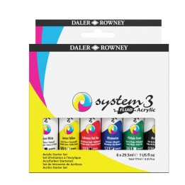 Daler-Rowney System3 Fluid Acrylic Paint Set, Assorted Colors, 29.5ml, 6 Pieces