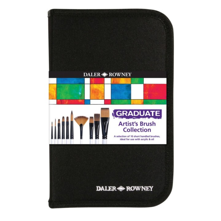 Daler-Rowney Graduate Artist's Brush Set with Zip Case, Synthetic, 10 Pieces