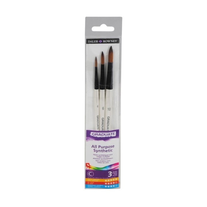 Daler-Rowney Graduate Round Brush Set, Synthetic, 3 Pieces