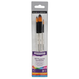 Daler-Rowney Graduate Watercolor Brush Set, Synthetic, 3 Pieces