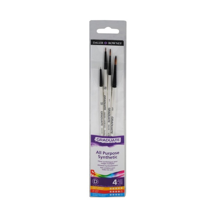 Daler-Rowney Graduate Detail Brush Set, Synthetic, 4 Pieces