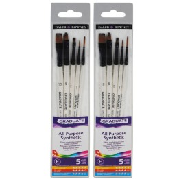Daler-Rowney Graduate Classic Brush Set, Synthetic, 5 Pieces Per Set, 2 Sets