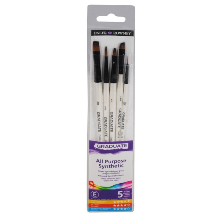 Daler-Rowney Graduate All Purpose Selection Brush Set, Synthetic, 5 Pieces