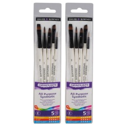 Daler-Rowney Graduate All Purpose Selection Brush Set, Synthetic, 5 Pieces Per Set, 2 Sets