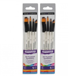 Daler-Rowney Graduate Watercolor Detail Brush Set, Synthetic, 5 Pieces Per Set, 2 Sets
