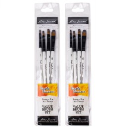 Daler-Rowney Simply Simmons Filbert Brush Set, Short Handle Mixed Media Paintbrush, White, 4 Pieces Per Set, 2 Sets