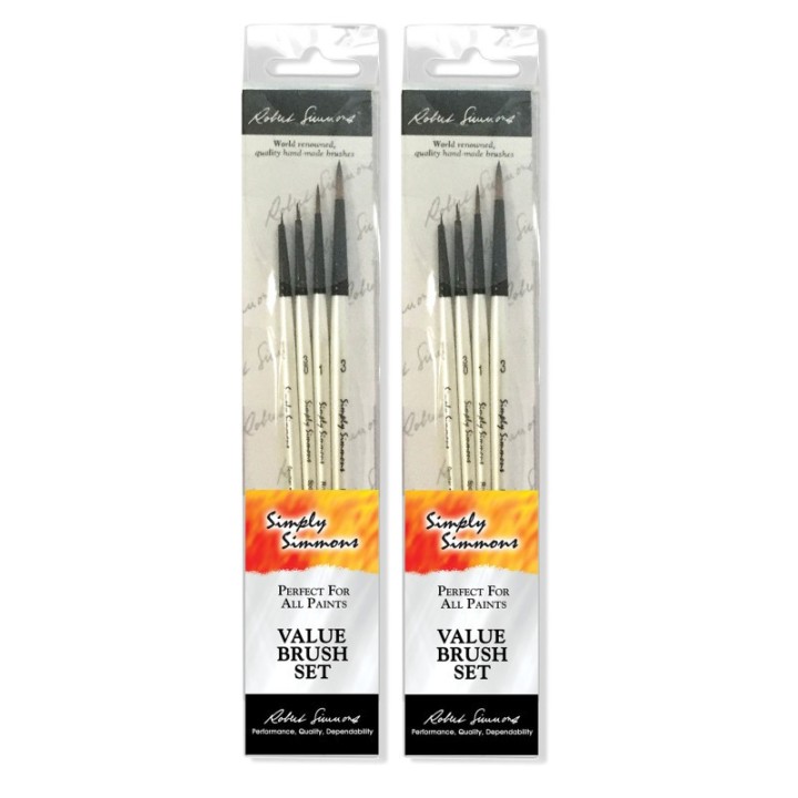 Daler-Rowney Simply Simmons Dot the Eyes Brush Set, 4 Pieces Per Set, 2 Sets