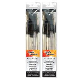 Daler-Rowney Simply Simmons Watercolor Brush Set, Short Handle Watercolor Paintbrush, White, 5 Pieces Per Set, 2 Sets