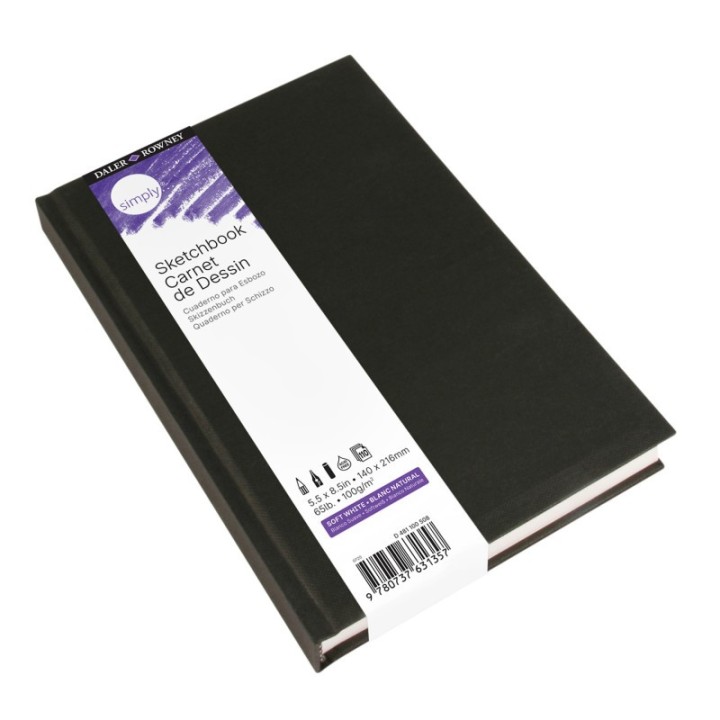 Daler-Rowney Simply... Sketchbook, Soft White, Hardbound, 110 Sheet, 5.5x8.5 inch, 1 Count