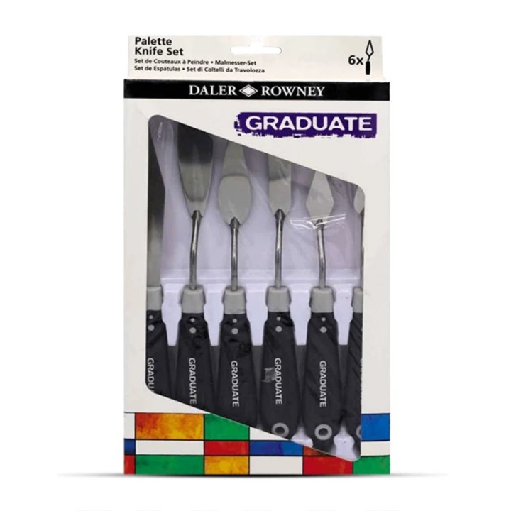 Daler-Rowney Graduate Metal Palette Knife Set, Assorted Shapes, 6 Pieces