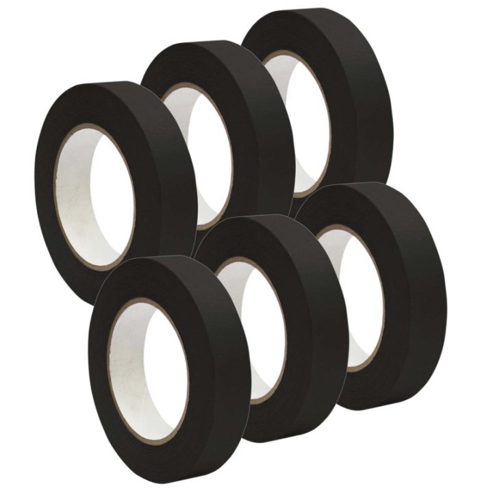 DSS Distributing Premium Grade Masking Tape, 1" x 55 yards, Black, 6 Rolls